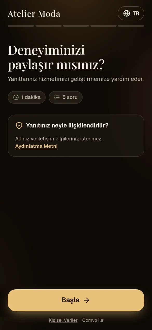 Anket karşılama ekranı